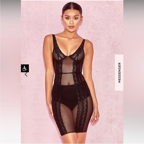 House of CB Romi Black Lace Underwire Nightie Dress, Size XSmall, retail $149 - Picture 2 of 10